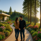 Modern Atrium with Spiral Staircase and Artworks