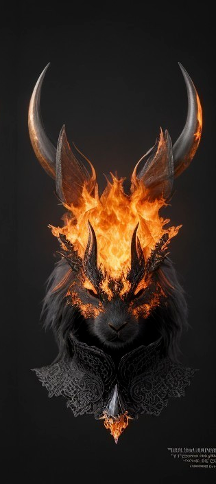 Majestic Dark-Furred Creature with Fiery Flames