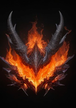 Dark Emblem with Horns and Fiery Orange Glow