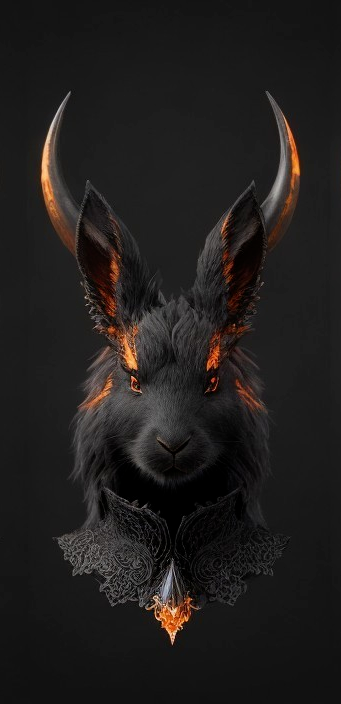 Fantastical Rabbit-Like Creature with Fiery Markings