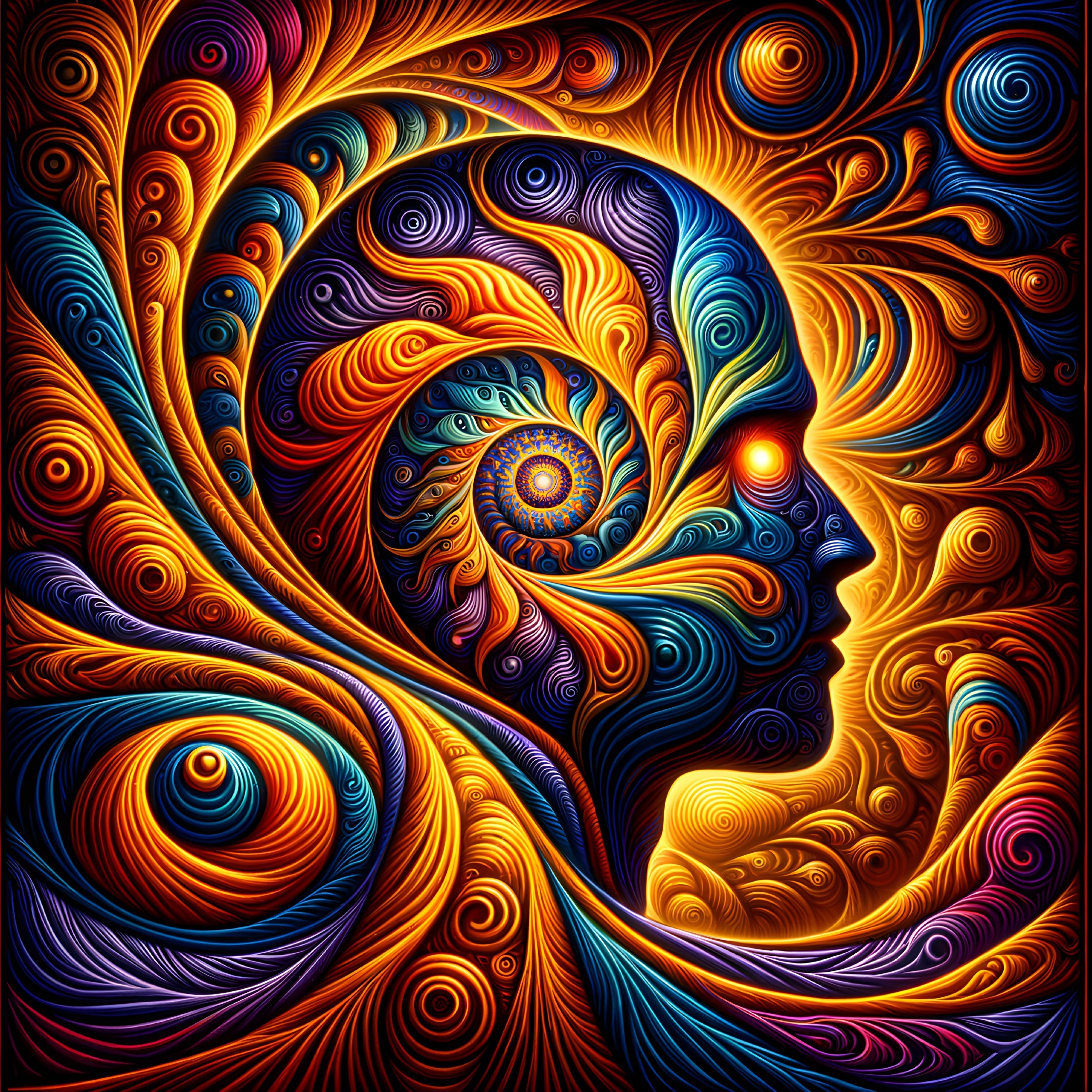 Colorful Abstract Portrait with Swirling Patterns