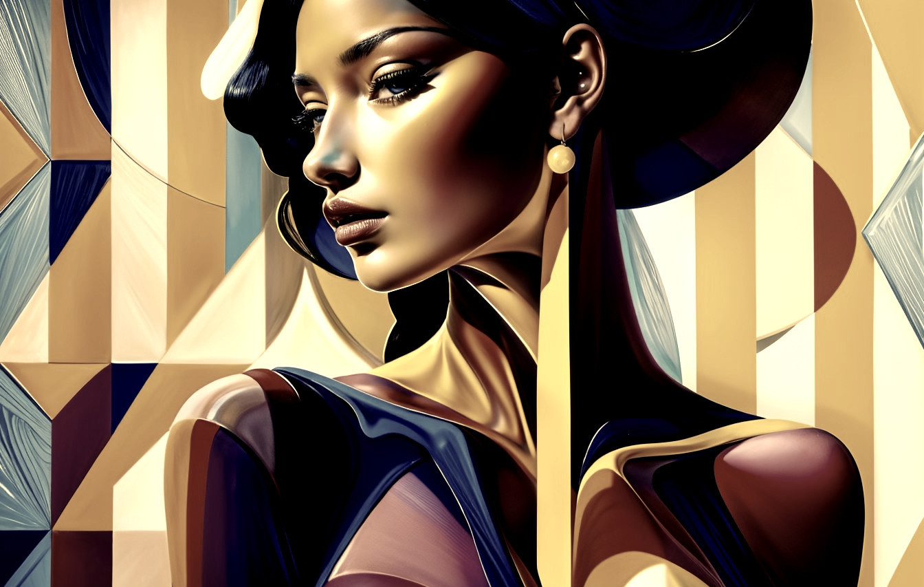 Stylized Portrait of a Woman with Vibrant Colors
