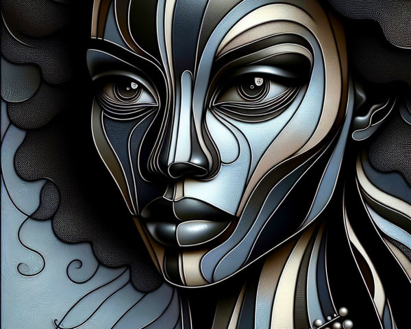 Stylized Portrait of a Woman with Metallic Shades