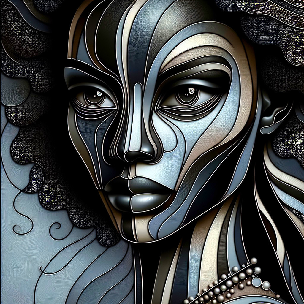 Stylized Portrait of a Woman with Metallic Shades