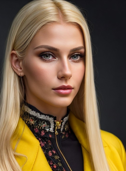 Model with Blonde Hair in Yellow Blazer Portrait