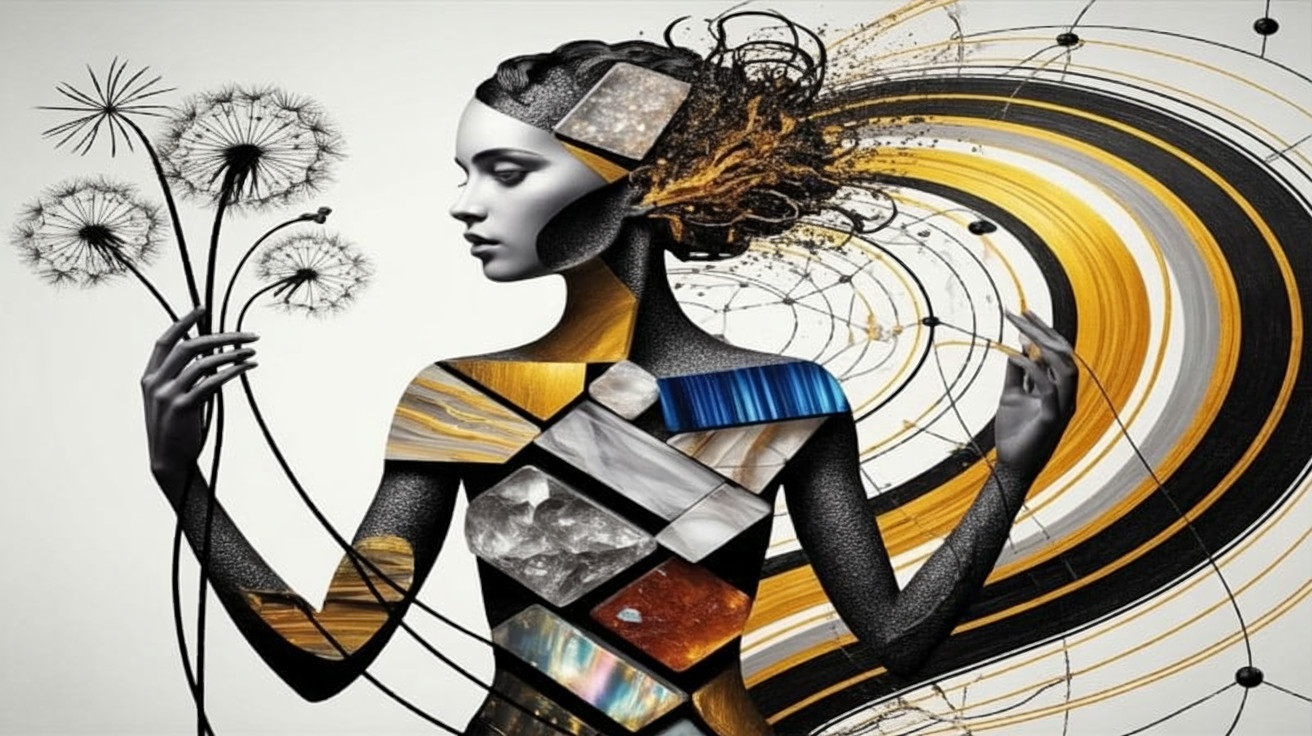 Intricate Female Figure with Patterns and Textures