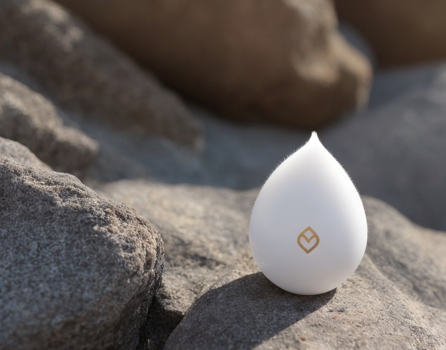 Teardrop-Shaped Object on Textured Rock Surface