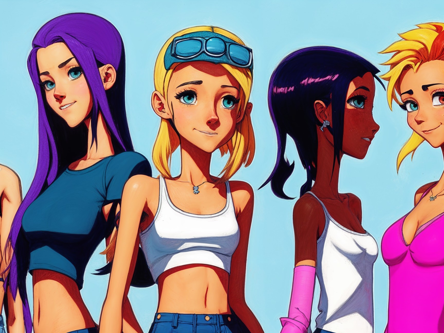 Colorful Illustration of Four Diverse Young Women