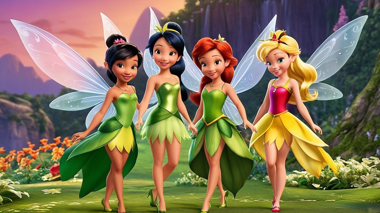 Colorful Fairies in a Lush Enchanted Forest