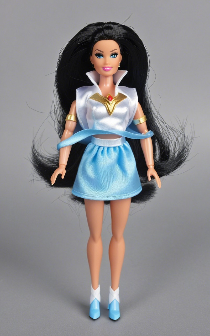 Stylish Doll with Black Hair and Elegant Outfit