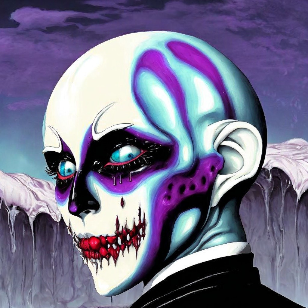 Surreal Character with Colorful Face and Formal Suit