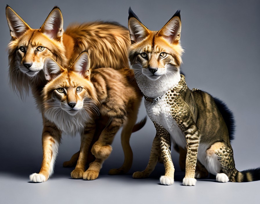 Stylized Feline-Inspired Animals with Vibrant Fur Patterns