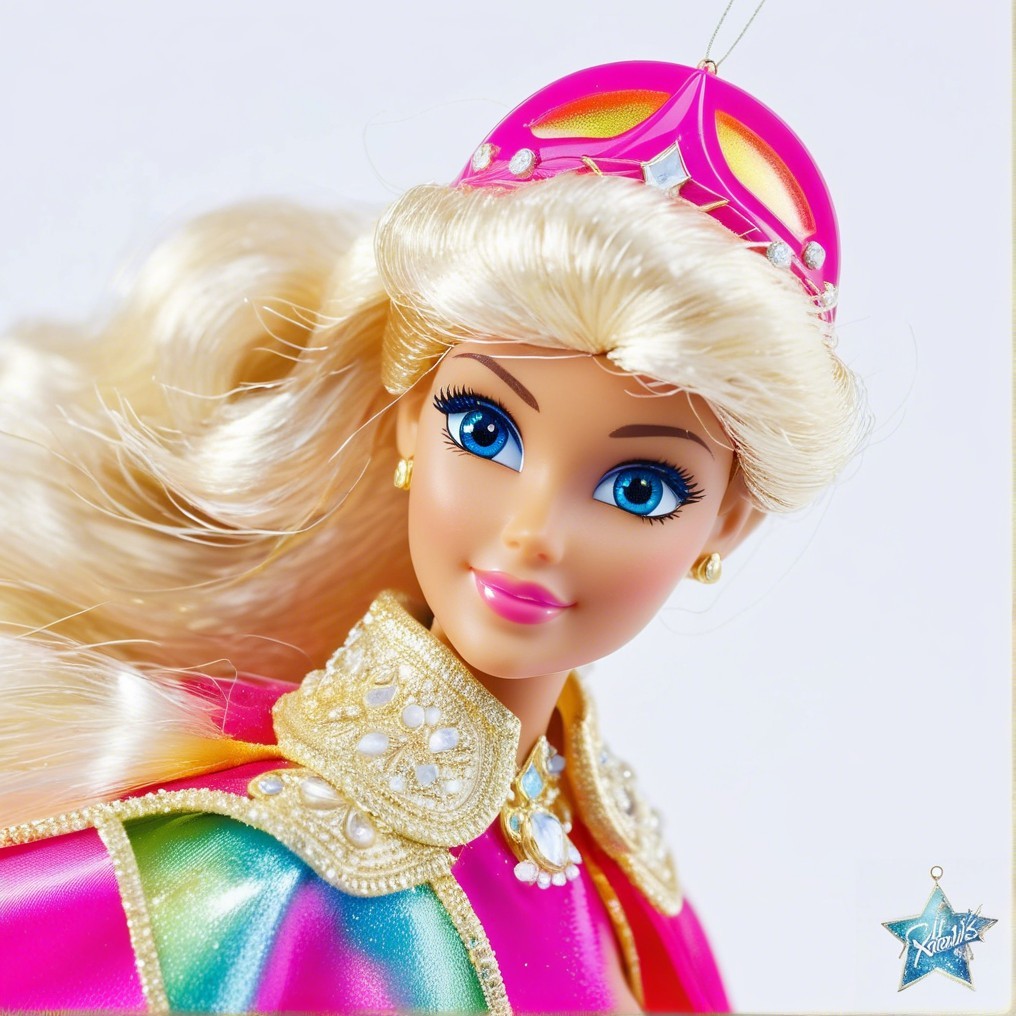 Doll with Blonde Hair, Blue Eyes, and Colorful Dress