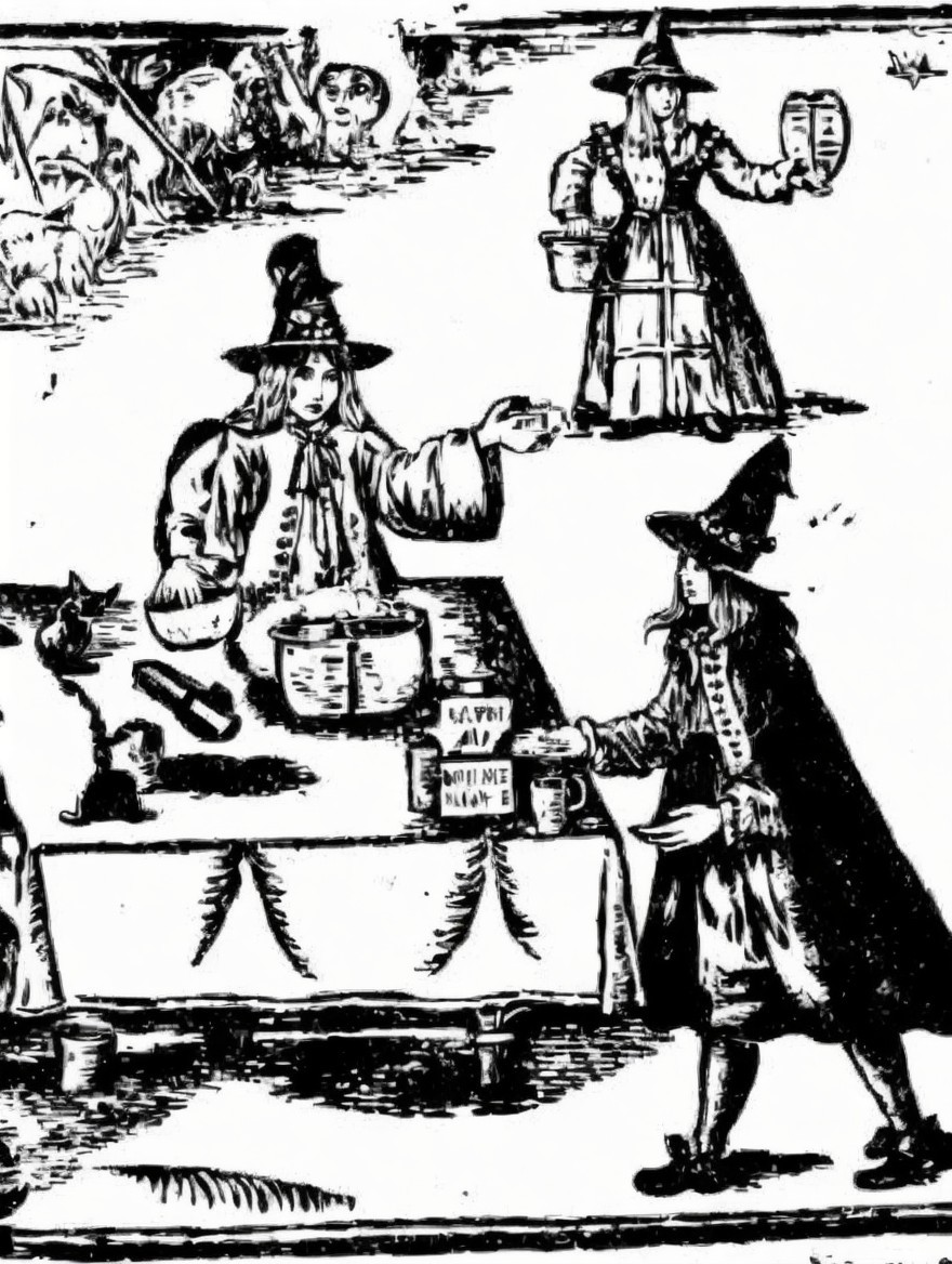 Historical scene of commerce in early modern attire