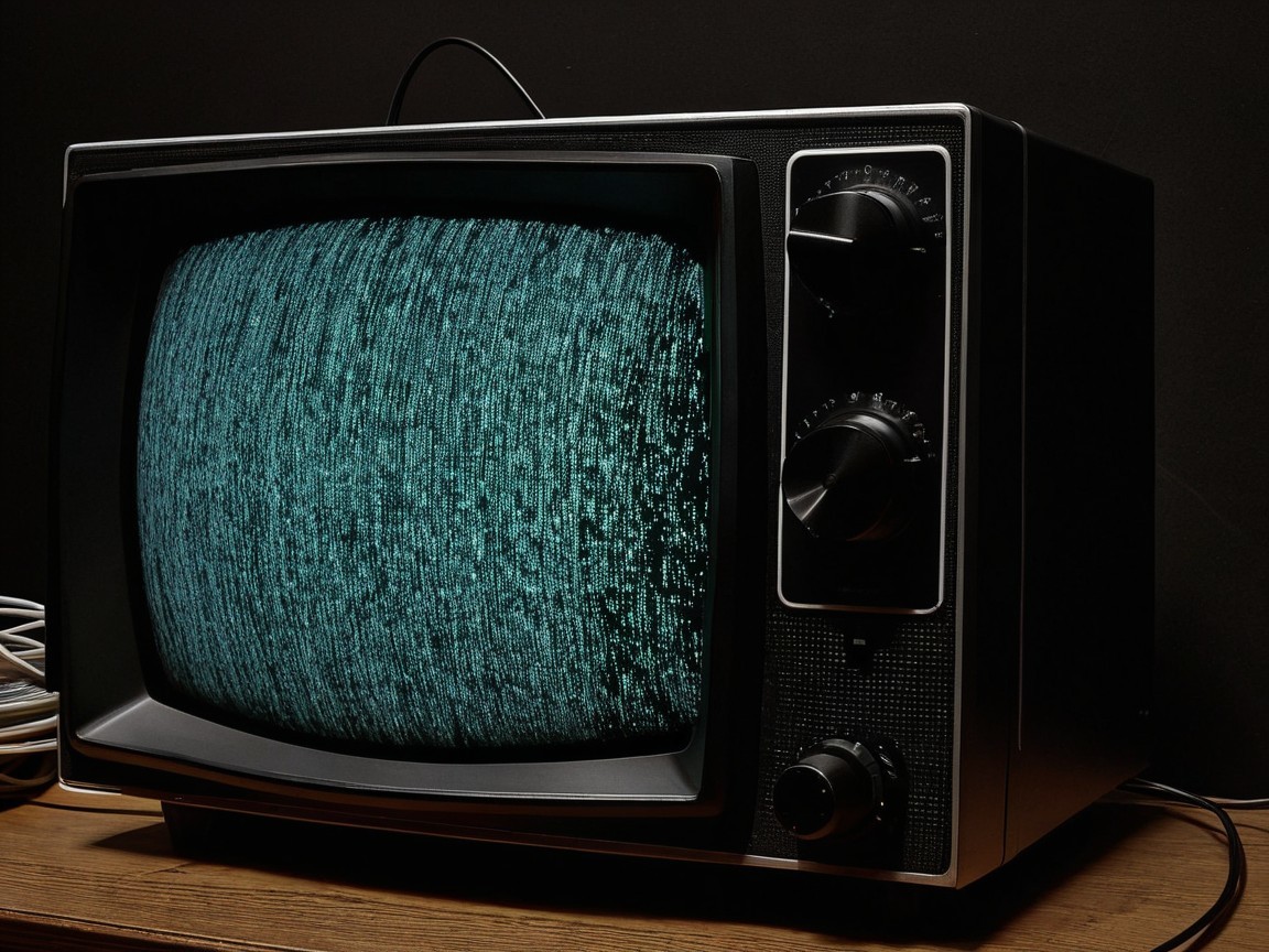 Vintage Television Set with Static Display and Dials
