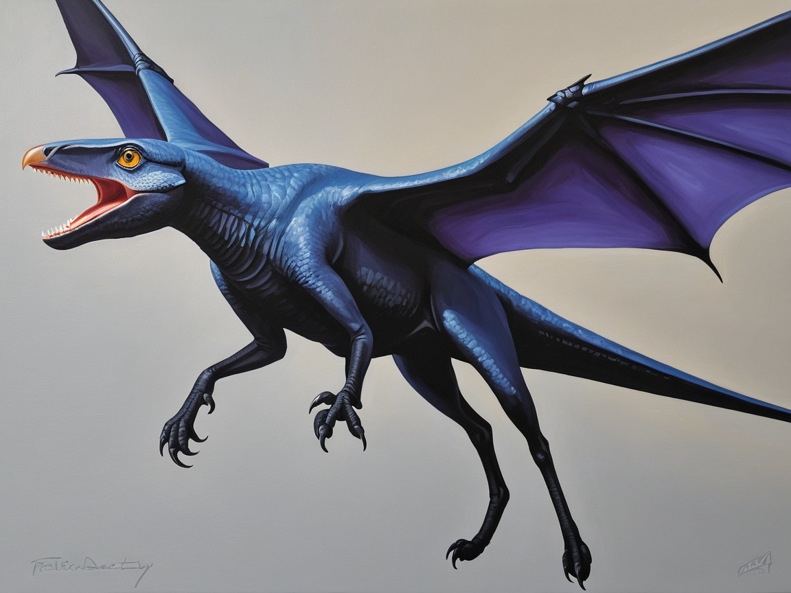 Blue Dragon with Sleek Body and Large Wings Soaring