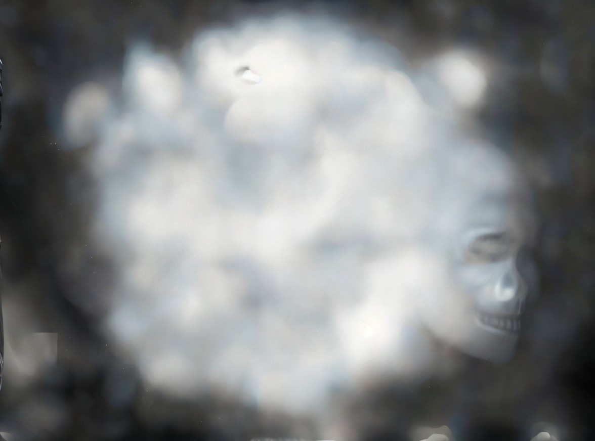 Abstract Blurred Composition with Skull-Like Figure