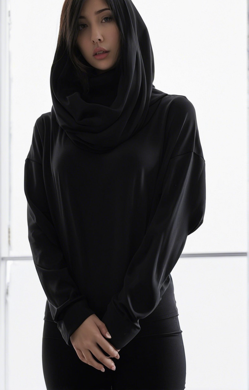 Stylish Black Hoodie with Minimalist Design and Poise