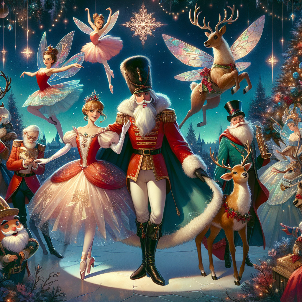 Animated Winter Landscape with Nutcracker and Ballerina