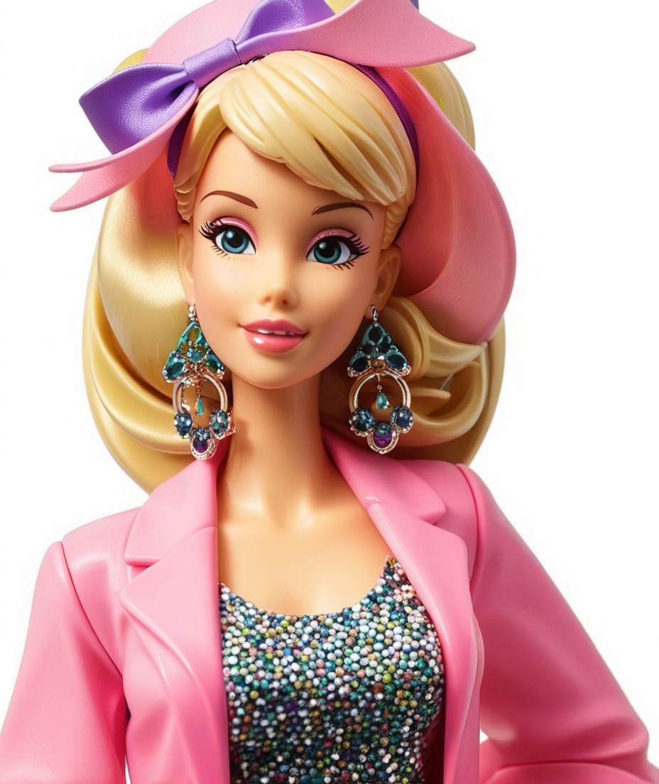 Stylish doll with blonde hair and pink outfit details