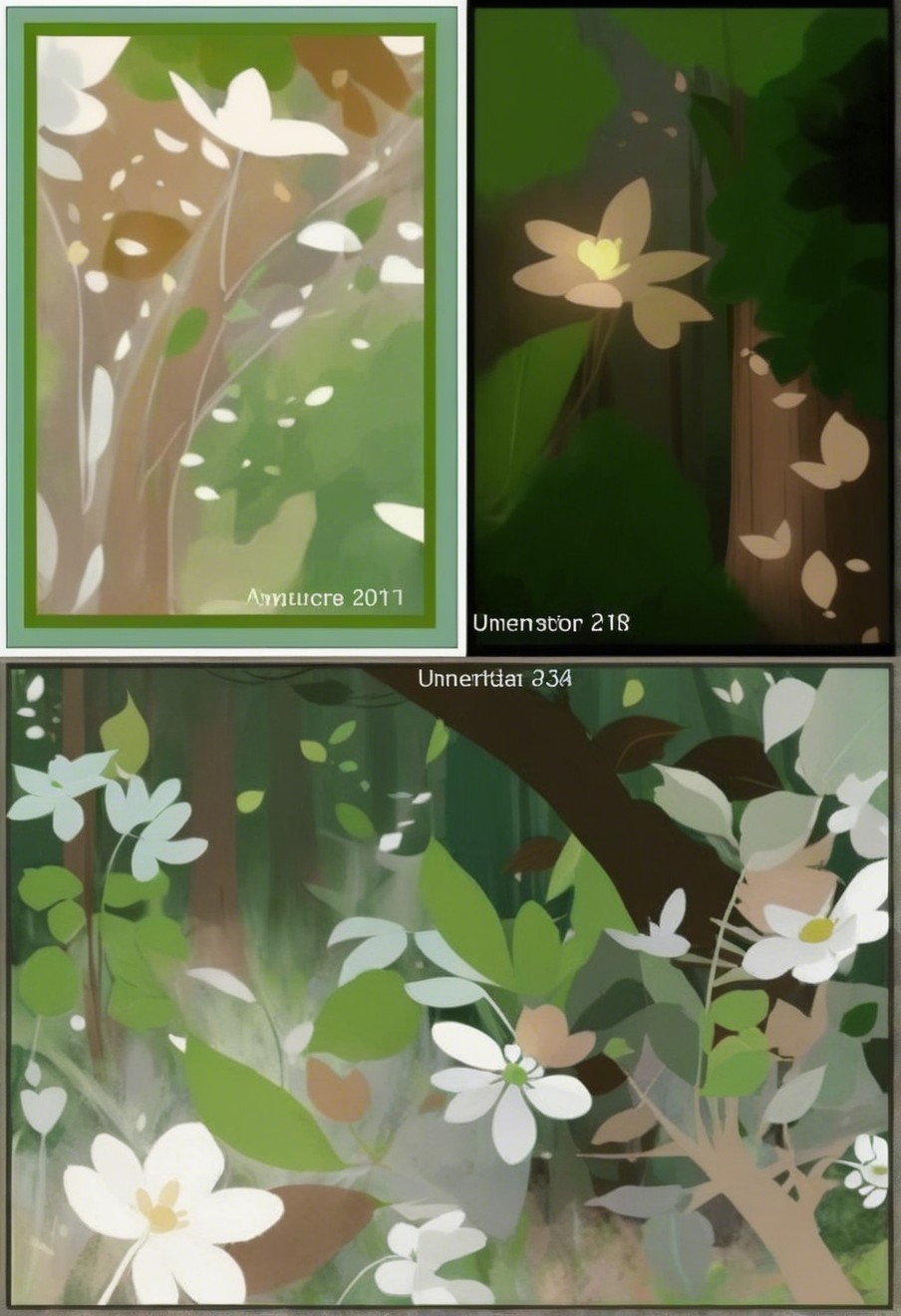 Abstract Floral Compositions in Soft Colors and Light