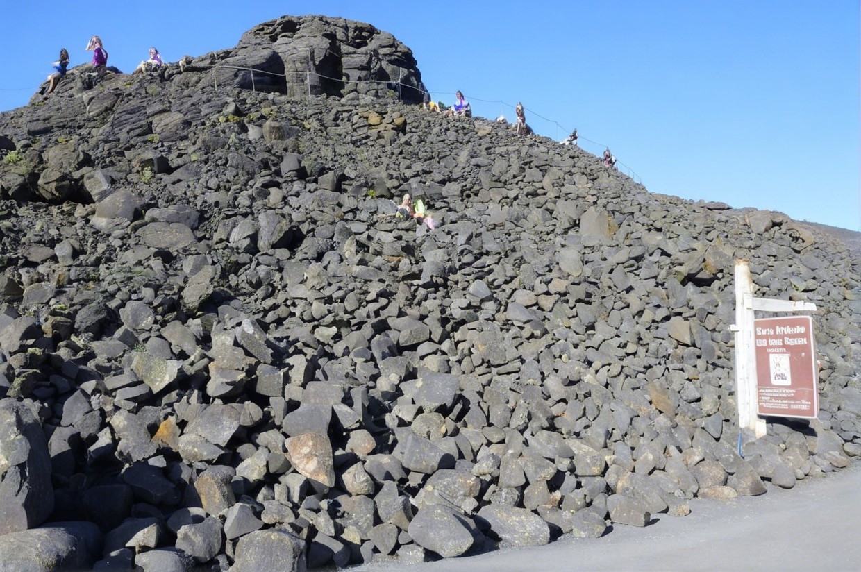 Rugged Volcanic Landscape with Hiking Paths and Views
