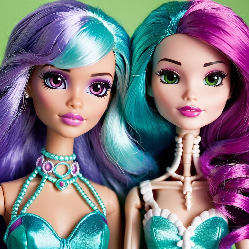 Stylish dolls with vibrant hair and unique outfits