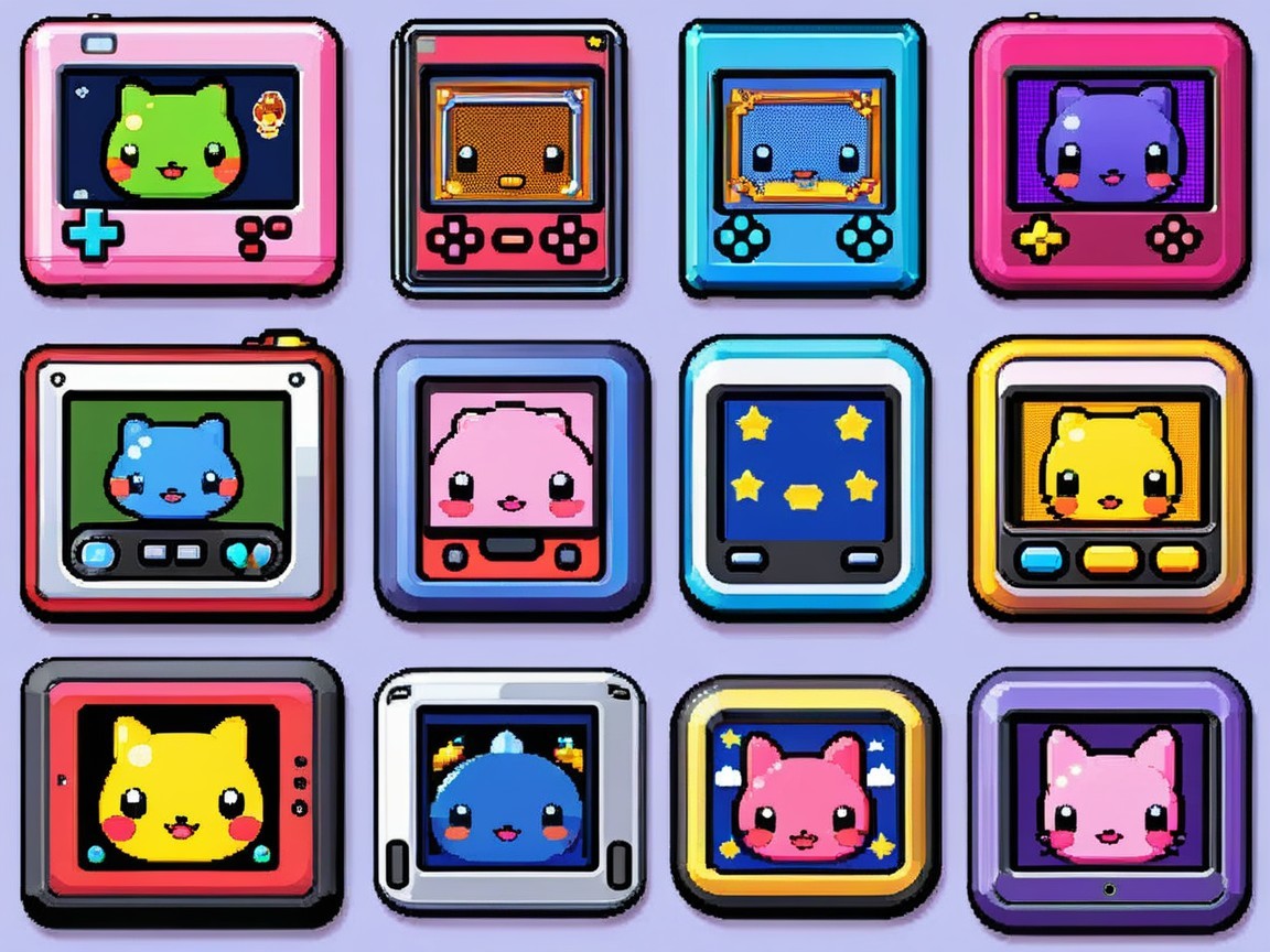 Colorful Cartoon-Style Retro Screens with Animal Faces