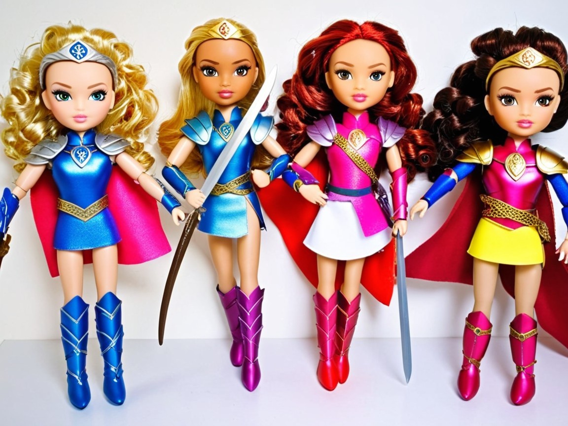Colorful Dolls as Fierce Heroines in Dynamic Poses