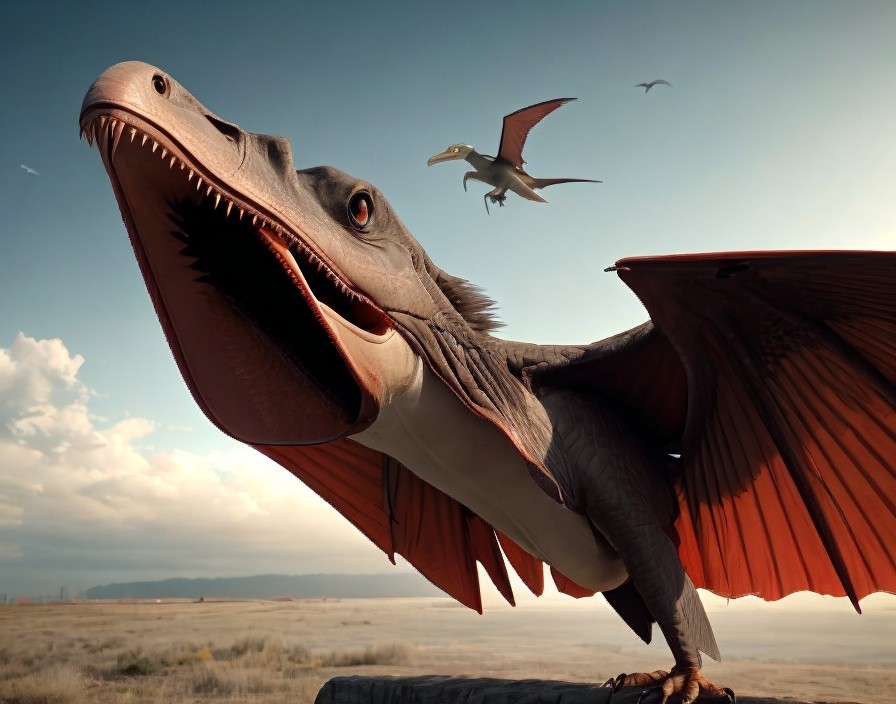 Vibrant Dragon-like Creature in Mythical Landscape
