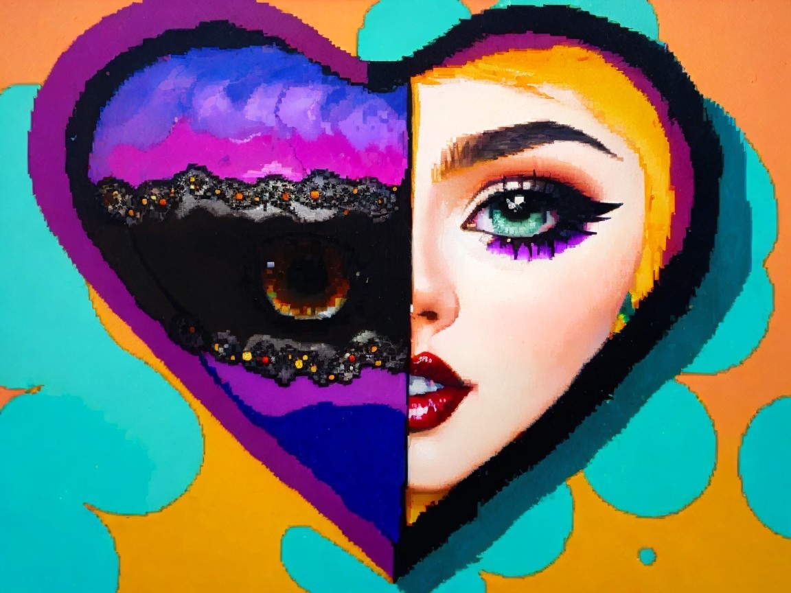 Heart Split in Half: Dark Eye vs. Glamorous Face