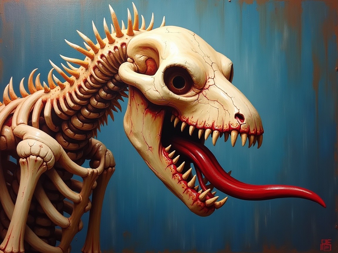 Surreal Skeletal Creature with Exaggerated Features
