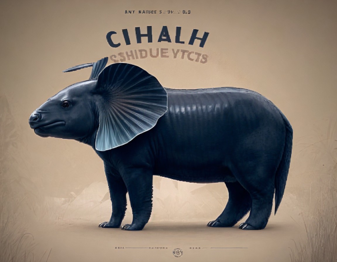 Fantastical Creature with Horned Crest in Grassy Setting