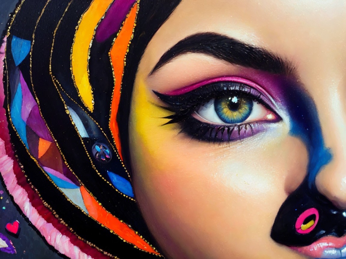 Close-Up of an Eye with Abstract Color Surroundings
