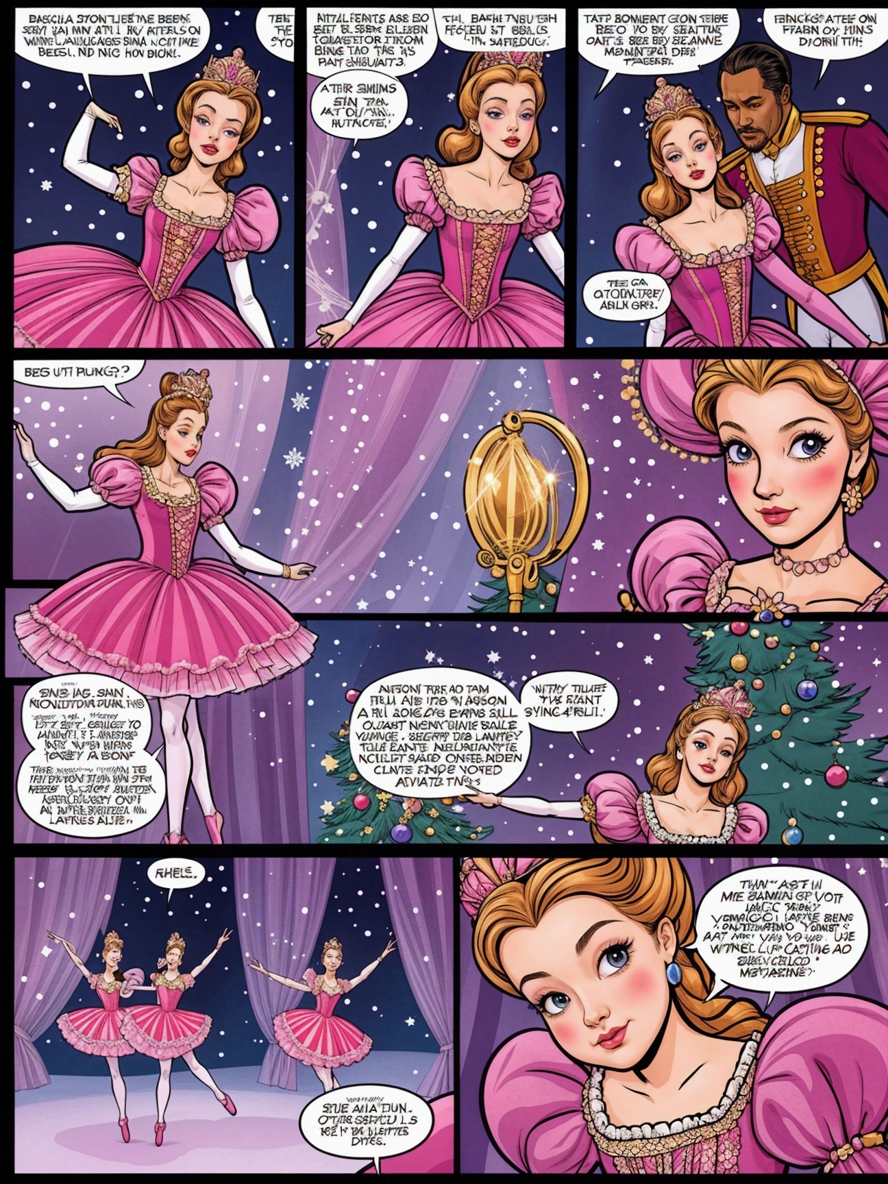 Ballerina and Regal Figure Celebrate Christmas Joyfully