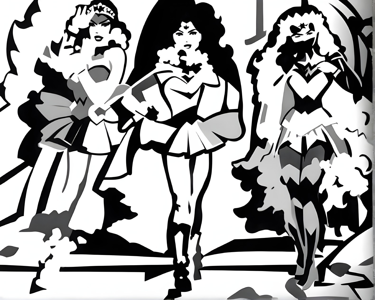 Stylized Female Superheroines in Dynamic Poses