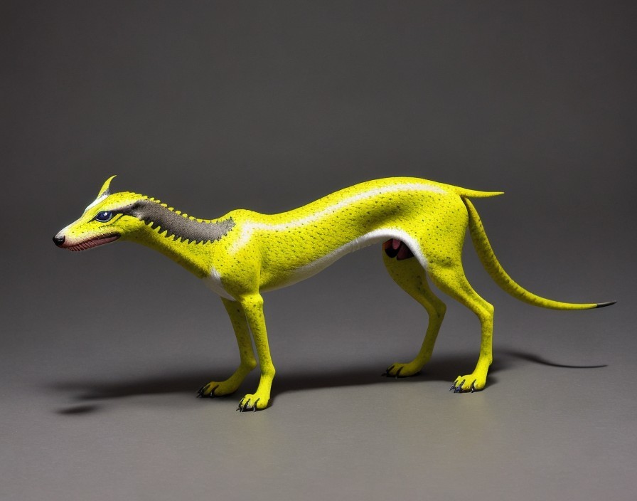 Stylized Yellow Creature with Intricate Dot Patterns