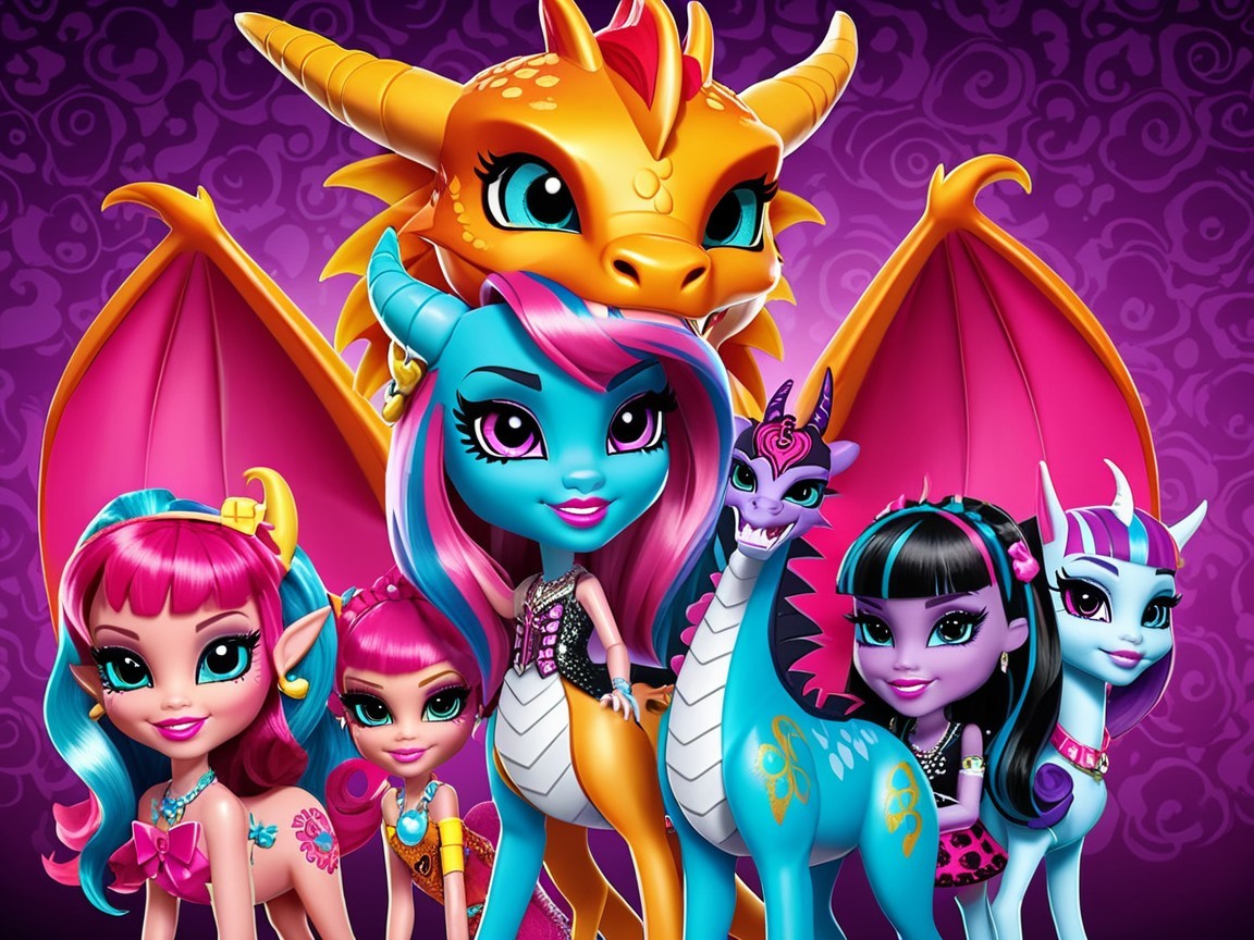 Colorful Fantastical Characters on Purple Backdrop