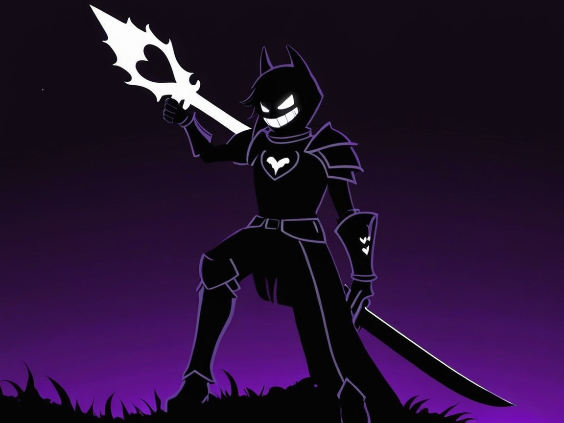 Bold Armored Figure with Heart Emblem and Spear