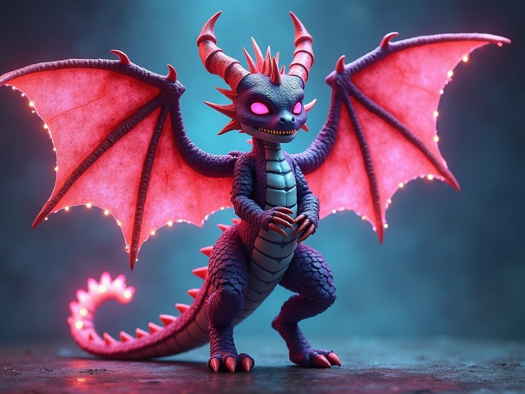 Vibrant Dragon Figurine with Glowing Wings and Details