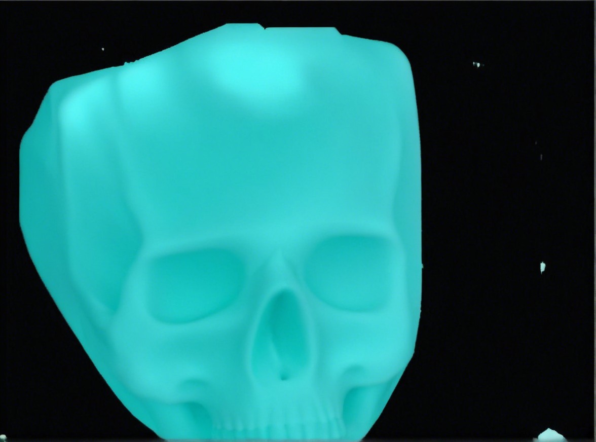 Stylized turquoise skull on black background