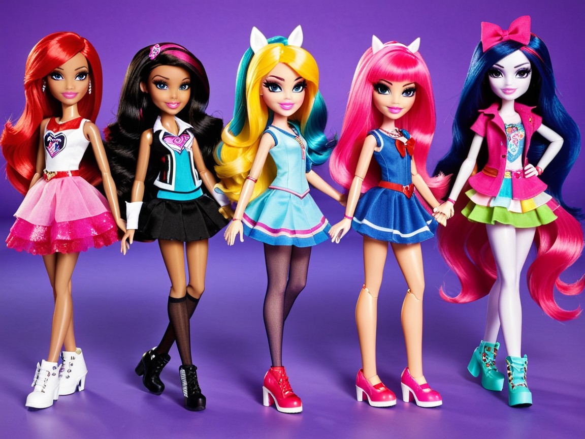 Fashionable Dolls with Colorful Styles and Accessories