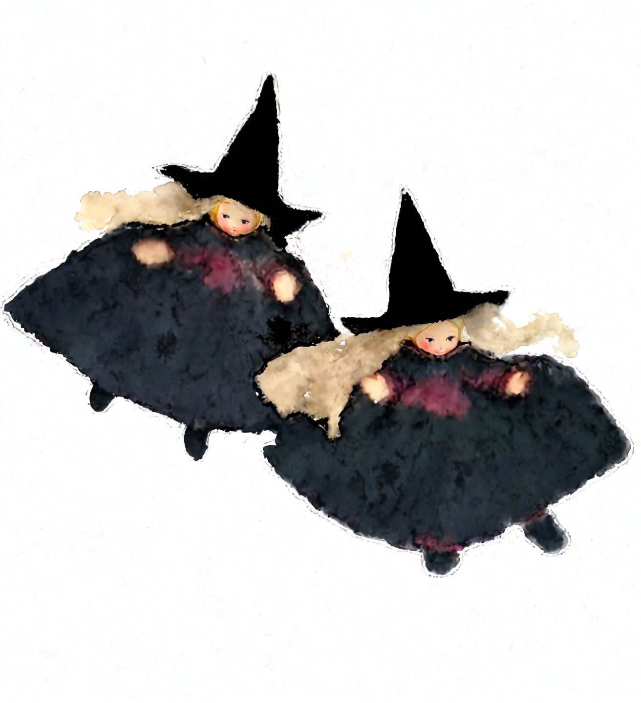 Whimsical Witch Dolls in Classic Black Dresses