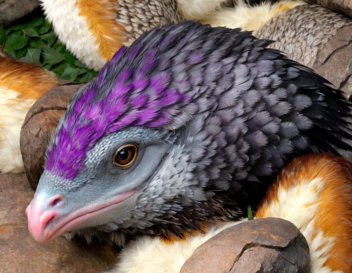 Colorful Fantastical Creature with Textured Plumage
