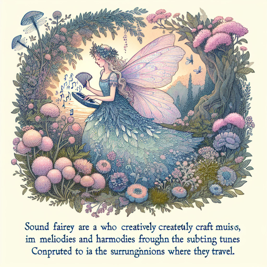 Whimsical Illustration of a Sound Fairy in Nature