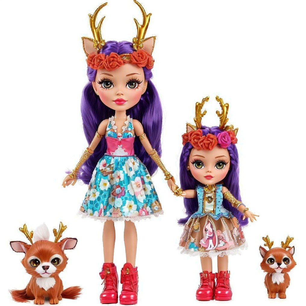 Whimsical Dolls with Floral Antlers and Fox Pets