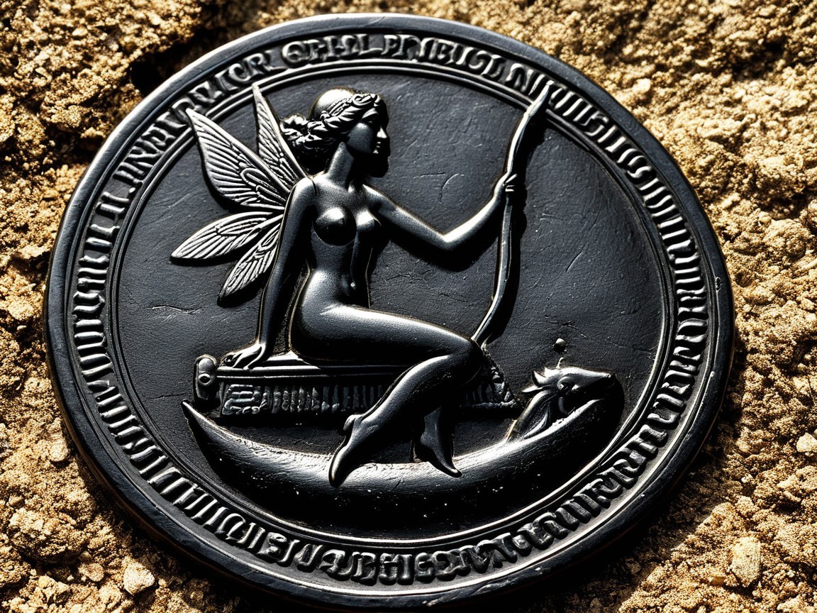 Intricate Seal with Fairy Figure on Boat Design