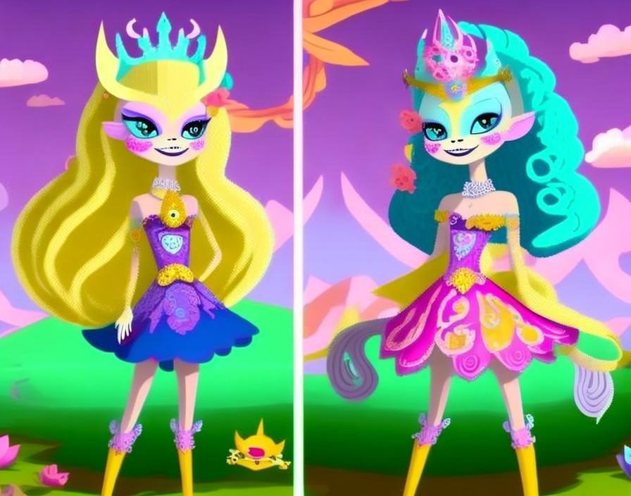 Colorful Fantasy Characters with Vibrant Hairstyles