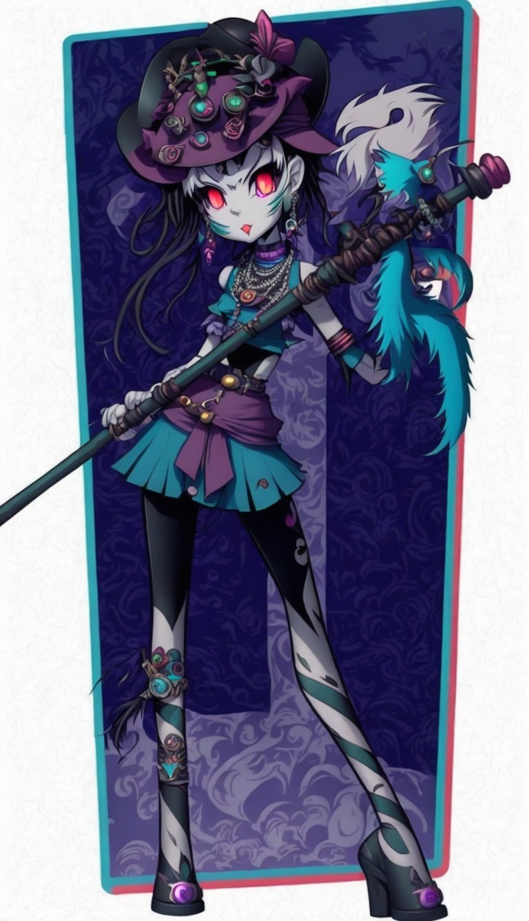 Gothic Character with Pale Skin and Red Eyes