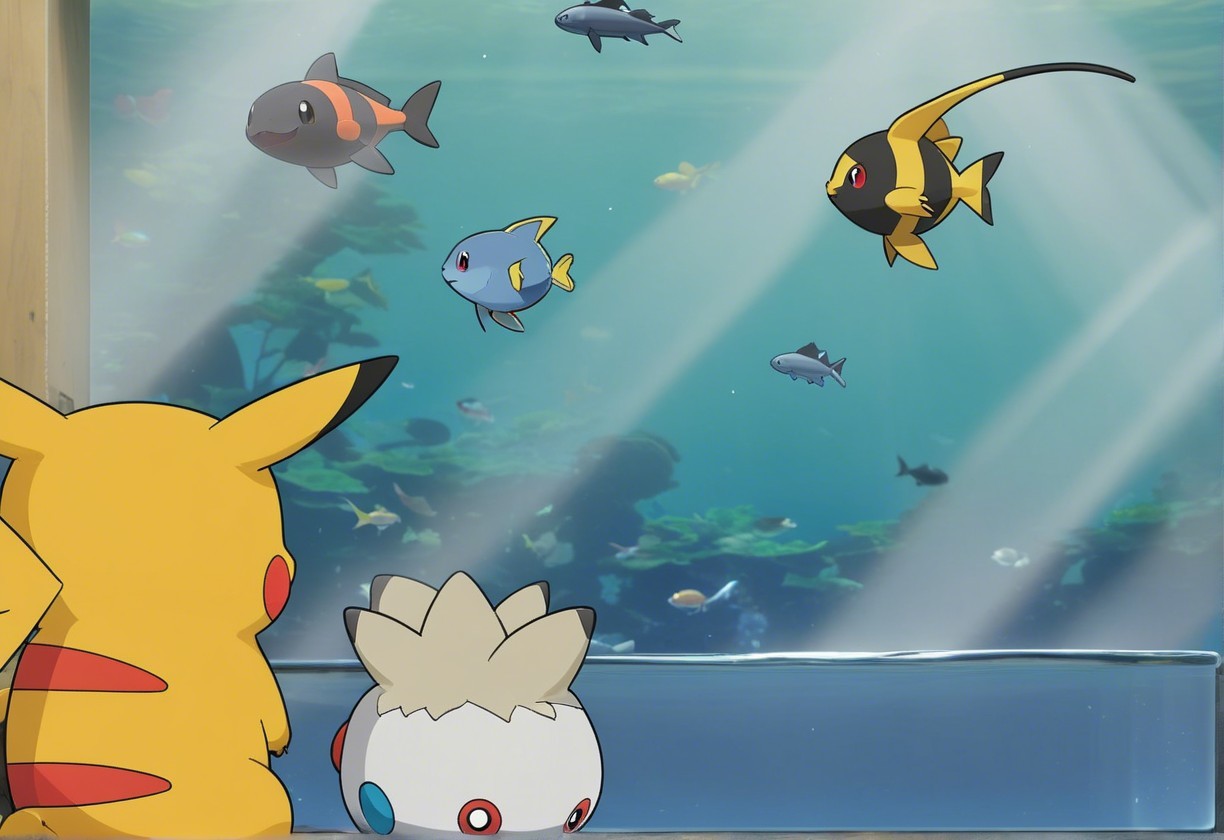 Underwater Scene with Colorful Pokémon and Fish